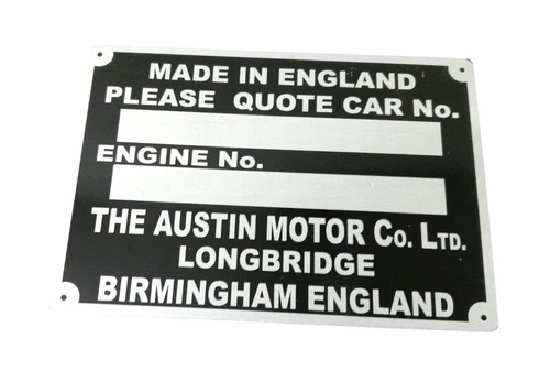 Aluminium data plate fits - data,