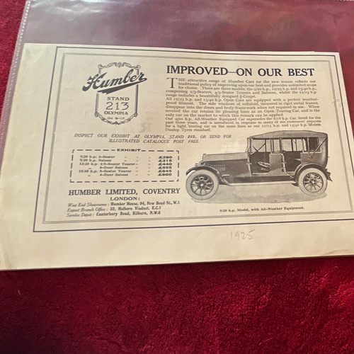 Humber limited vintage car - limited,